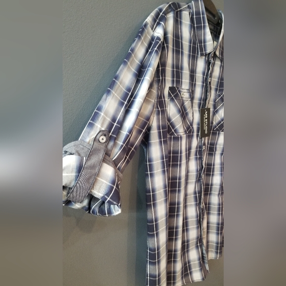 MB Studio Men's Button Down Long Sleeve XXL Plaid Shirt - Picture 8 of 9